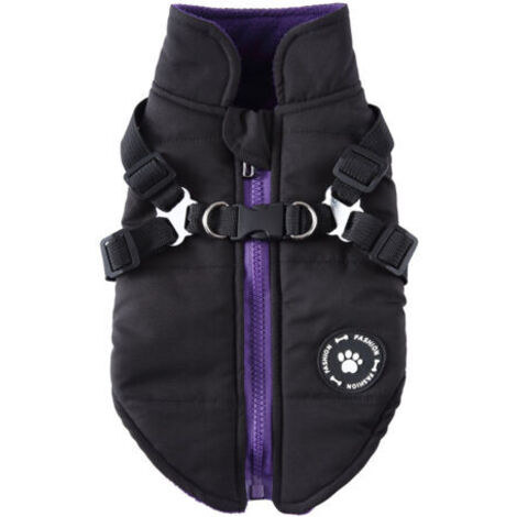 Vtizikl Manteau imperméable rembourré pour chien – Coton chaud – Taille S – Protection contre le froid et l'humidité – Conception avec harnais intégré