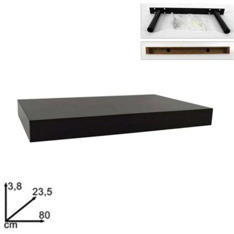 Vtizikl Mensola Da Parete In Legno Mdf 80x23,5x3,8cm Pensile Scaffale A Muro Staffe Nero -
