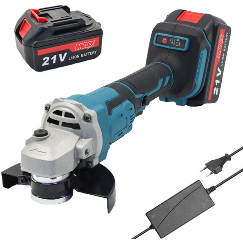 Vtizikl Meuleuse d'angle sans fil 125 mm, 21 V Meuleuse d'angle Moteur sans balais avec 2 piles 1500 mAh pour couper et polir les carreaux de