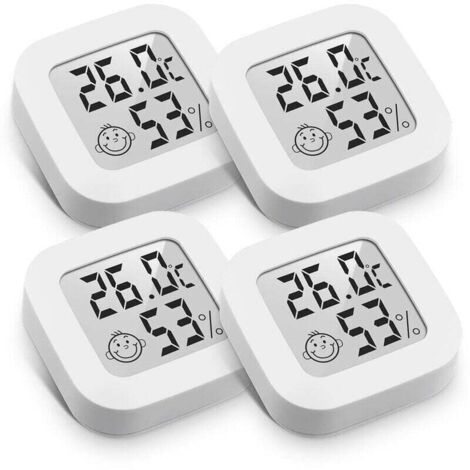Vtizikl Mini termometro igrometro digitale ad alta precisione per interni, monitor di temperatura e umidità, indicatore del livello di comfort del termoigrometro (4,3 cm x 4,3 cm, bianco, 4)