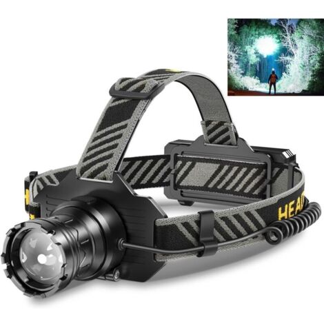 Vtizikl Nouveau Lampe Frontale Rechargeable - Zoom Variable, IPX7 Étanche, Commande Tactile - Idéal pour Course à Pied, Pêche, Camping, Promenade de Chien (Noir)