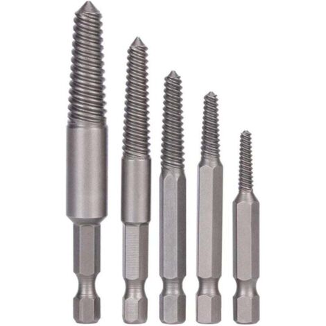 Vtizikl Outil d'extraction de vis Screw en 5 pièces, avec foret à six pans creux et embouts fins pour vis cassées et endommagées.