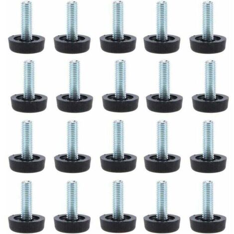 Vtizikl Paquete de 20 pies niveladores para muebles: protectores de patas de mesa ajustables M8 x 24 mm con vástago roscado de 24 mm, pies niveladores atornillables.