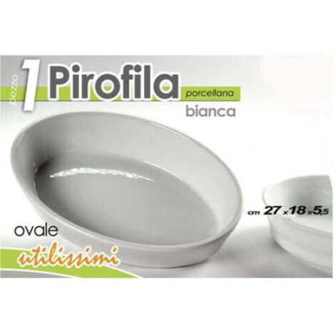 Vtizikl Pirofila Ovale Bianca Teglia Forno Lasagnera 27x18,5x5,5cm In Porcellana 646744 -