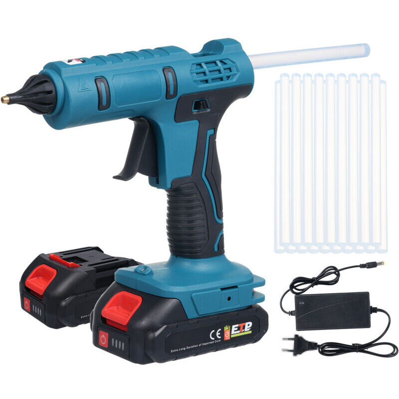 Vtizikl Pistolet à Colle Chaude sans Fil 18V avec Batteries 1500mAh et 20 Bâtons de Colle 11x200mm, Pistolet à Colle Electrique- Chauffage Rapide