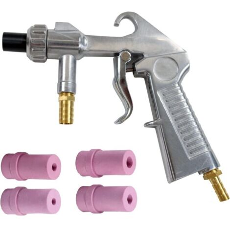 Vtizikl Pistolet de sablage Pneumatique Sableuse Décapage + 4x Céramique Buse 4/5/6/7mm