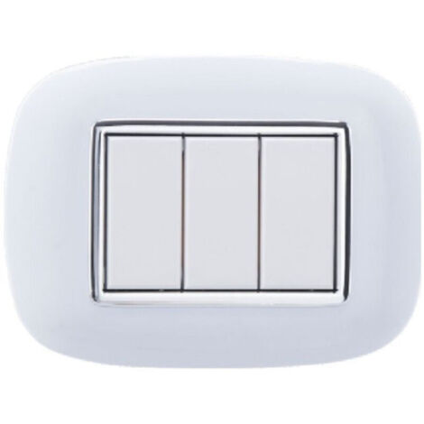 Vtizikl Placca Oval 3 4 6 Moduli Colore Bianco Compatibile Con Bticino Axolute - -3 fori -