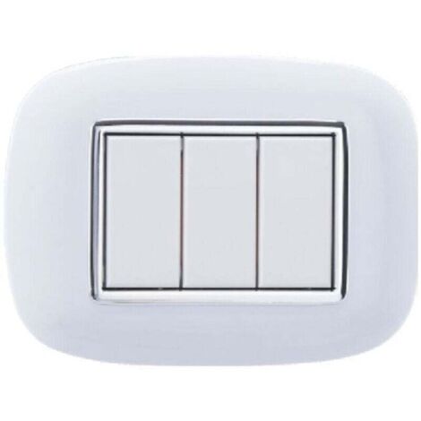 Vtizikl Placca Oval 3 4 6 Moduli Colore Bianco Compatibile Con Bticino Axolute - -3 fori -