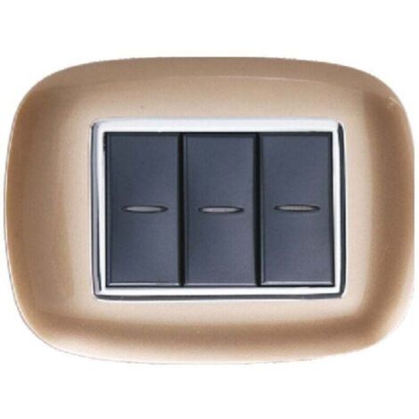 Vtizikl Placca Oval 3 4 6 Moduli Colore Oro Compatibile Con Bticino Axolute - -3 fori -