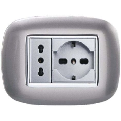 Vtizikl Placca Oval 3 4 6 Moduli Colore Silver Compatibile Con Bticino Axolute - -3 fori -