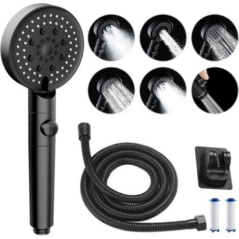 Vtizikl Pommeau de Douche Economie Deau, Douchette à Haute Pression avec Tuyau de 2 M, Augmentation de la Pression Pour le Nettoyage