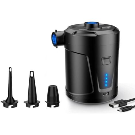 Vtizikl Pompe à air électrique, Batterie Rechargeable 5200 mAh, Gonfleur Matelas Gonflable avec 3 Buses d'air, Gonfleur Rapide pour Bateau Pneumatique/Matelas Pneumatique