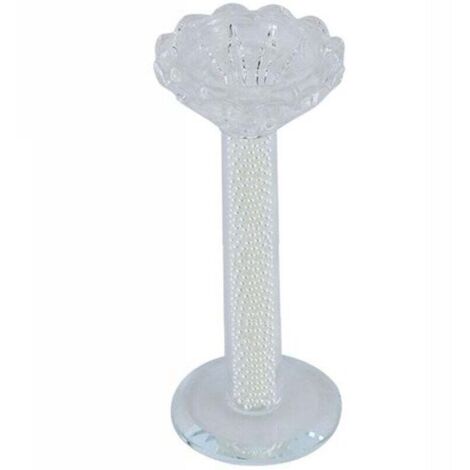Vtizikl Porta Candela Vetro Perle Candeliere Idea Regalo Bomboniera Cristallo 14x5.8 Cm -