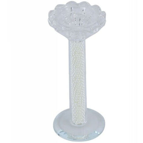 Vtizikl Porta Candela Vetro Perle Candeliere Idea Regalo Bomboniera Cristallo 14x5.8 Cm -