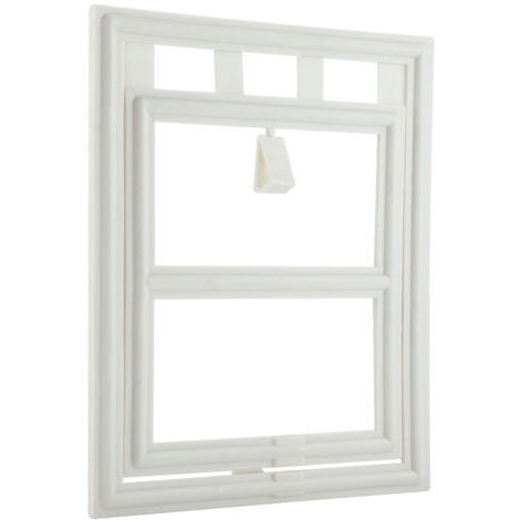 Vtizikl Porte en plastique pour chien, chiot, chat, verrouillage magnétique, rabat de sécurité pour porte de fenêtre à moustiquaire (blanc L)