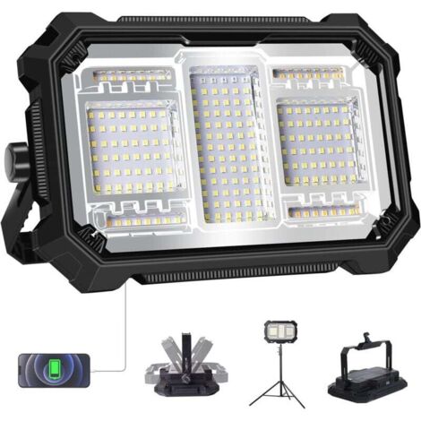 Vtizikl Projecteur LED Rechargeable , Projecteur sur Batterie , Base Magnétique et 5 Modes - Lampe de Travail pour Camping, Jardin, Chantier, Garage, Pêche