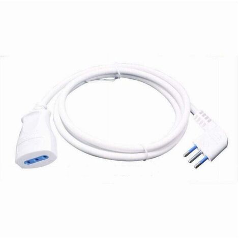 Vtizikl Prolunga Lineare Bianca 5 Mt Con Spina 10a 2p+t + Presa 10a 2p+t Cavo 90° 83271 -