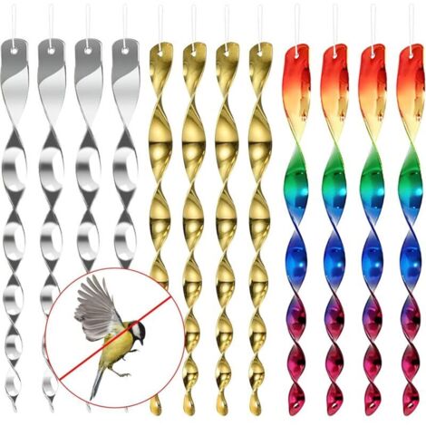 Vtizikl Répulsif Oiseaux, 12Pcs Effaroucheur Oiseaux, Spirale Réfléchissante, Anti Oiseaux, Répulsif Réfléchissants Spirale Oiseaux, 360 Degrés Repulsif Oiseaux