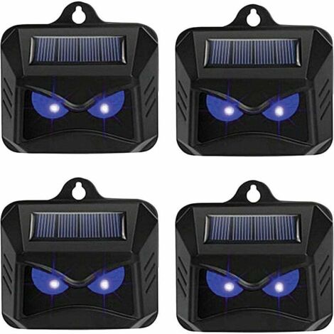 Vtizikl Répulsif solaire contre les animaux sauvages tels que les ratons laveurs, les chevreuils, les renards, les sangliers, etc. - 4 répulsifs efficaces avec lumière LED bleue