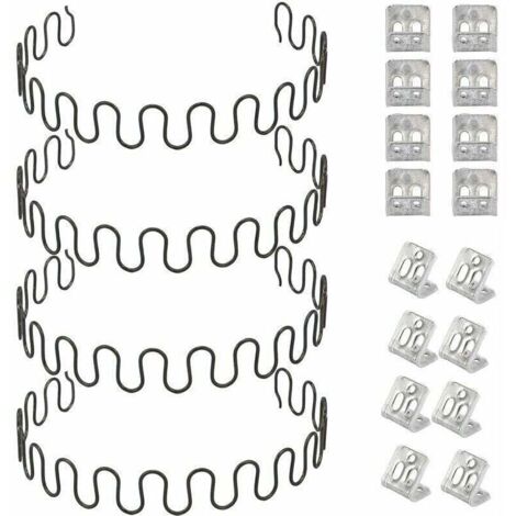 Vtizikl Ressorts de rechange pour canapé 4 pièces 50,8 cm avec 8 clips en S, 4,0 fils de diamètre Kit de réparation de ressorts de canapé pour siège de décoration intérieure de meubles