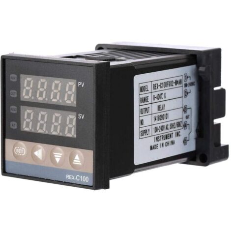Vtizikl REX-C100FK02-MAN 0 ℃ - 400 ℃ Thermostat Numérique Régulateur de Température LED Digital avec Alarme Contrôleur de Température LED PID
