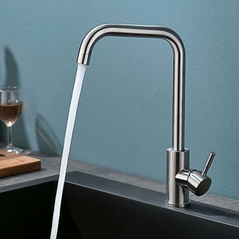 Vtizikl Robinet Cuisine, 360° Rotatif Mitigeur Cuisine, Robinet de Cuisine Mitigeur, Acier Inox, Robinet avec PEX Tuyau, Peut Ajuster L'eau Froide et chaude, Conception de Base épaissie.