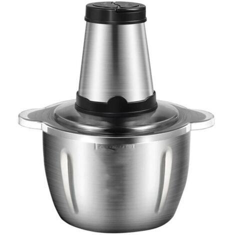 Vtizikl Robot culinaire électrique de 250 W avec 2 vitesses, 4 lames en acier inoxydable, bol de 2 L en acier inoxydable, conception anti-éclaboussures, traitement rapide des légumes, de la viande