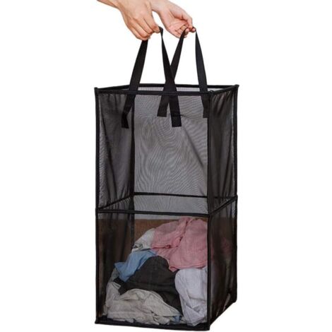 Vtizikl Sac à linge avec poignées, panier à linge sale portable et pliable en maille pliable pour le lavage