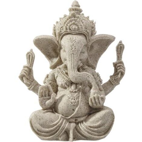 Vtizikl Sculpture d'éléphant en grès Ganesha – Hauteur 13 cm – Fait main – Design vintage pour décoration intérieure