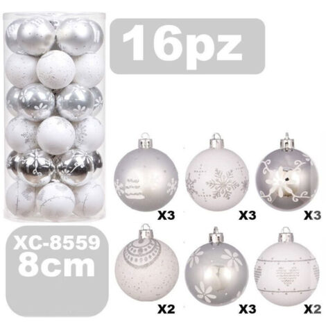 Vtizikl Set 16 Palline Natalizie Decorazioni 8 Cm Addobbi Per Albero Di Natale Xc-8559 -