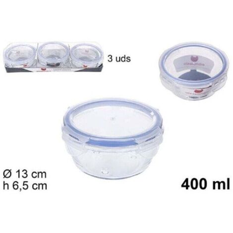 Vtizikl Set 3 Pezzi Contenitori Per Alimenti In Vetro Con Coperchi Plastica 400ml 110548 -