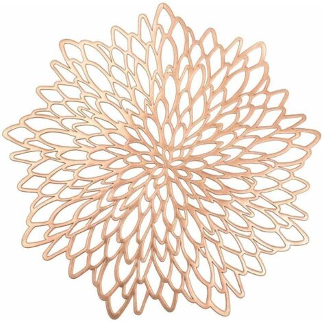 Vtizikl Set de Table Rond évidé, 6 pièces Set de Table Rose doré métallisé Set de Table antidérapant Tapis de Protection (Rose doré)-Fei Yu