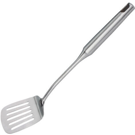 Vtizikl Spatule à fentes en acier inoxydable, ustensile de cuisine pour la cuisine avec manche creux, argent/14,9 pouces