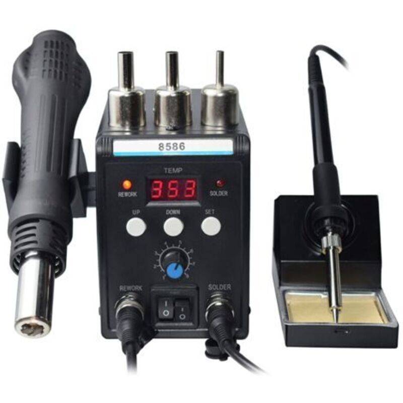Vtizikl Station de Reprise à Air Chaud, Station de Fer à Souder à Affichage Numérique pour Réparation électronique (Prise UE 220V)