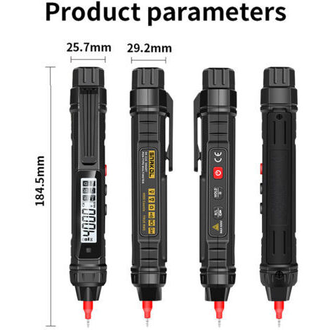 Vtizikl Stylo de test électrique 2 en 1, multimètre numérique professionnel, mesure de la résistance au courant de tension, reconnaissance de fil sous tension, maintien des données, testeur d'aff
