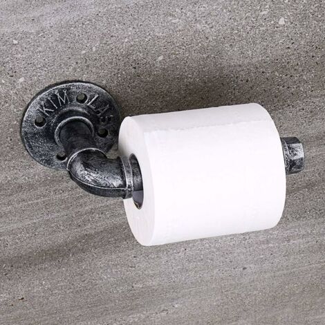 Vtizikl Support mural pour papier de toilette - Style vintage et industriel - Accessoire de salle de bain