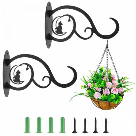 Vtizikl Support Plante Mural Balcon,（2pcs） Crochet de Suspension en Fer Forgé Panier Suspendu，Murale pour Plantes Décor Extérieur pour Balcon de Jardin de Plante décor Mural