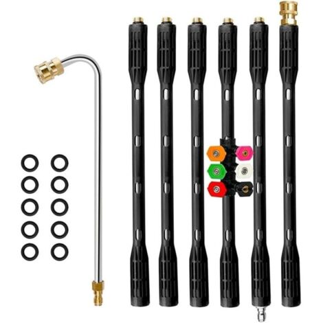 Vtizikl Système de tige d'extension pour nettoyeur de gouttière avec plusieurs types de pulvérisation, ensemble d'outils de fixation pour nettoyeur haute pression