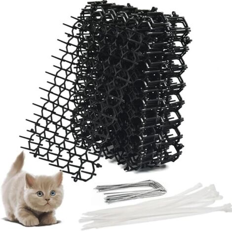 Vtizikl Tapis Anti-Chat 12Pcs Filet Anti-Chat avec Pointes 20x15cm Dissuasif pour Chats avec 12 Clous 20 Attaches de Câble, Répulsif de Pointes pour Jardin, Chiens, Chats