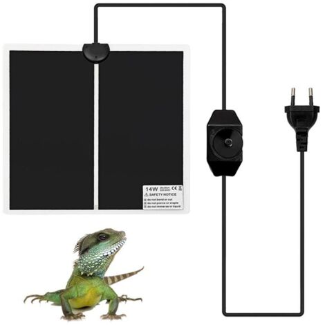 Vtizikl Tapis Chauffant Reptile, Coussin Chauffant Terrarium Réglable avec Contrôle De La Température pour Reptiles -Tortue, Serpents, Lézards, Geckos, Araignées - Chauffant Aquarium (14W: 28x28CM)