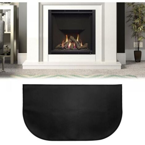 Vtizikl Tapis de Cheminأ©e, Tapis De Protection Anti Feu, Tapis Ignifuge Devant De Cheminee, Tapis Anti Feu Devant Cheminee, Demi-Rond pour Cheminأ©e, Poأھle, Barbecue, Noir (102x50)