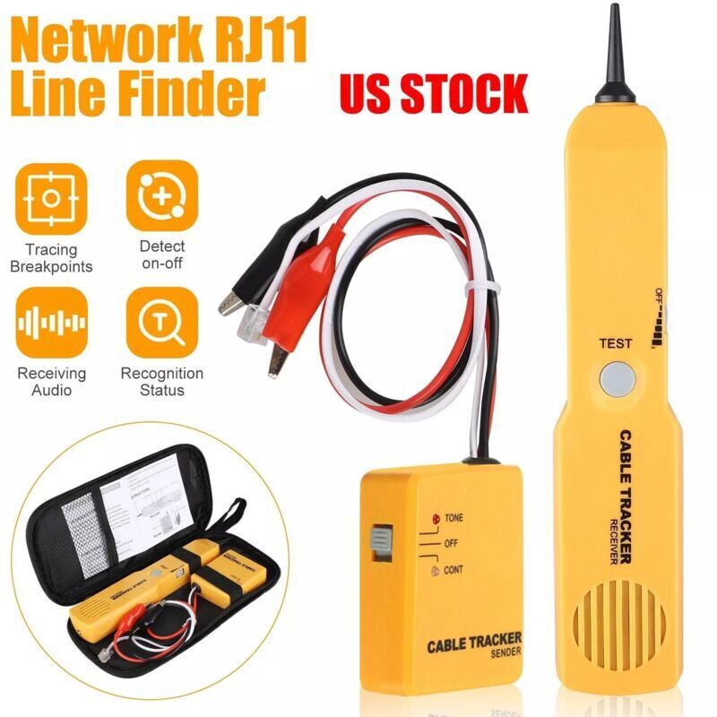 Vtizikl Testeur de Circuit,Traceur de Fils,Générateur de Tonalité, Kit de Sonde, pour Ligne Téléphonique Réseau,Coaxial,Automobile,avec Fiches RJ11