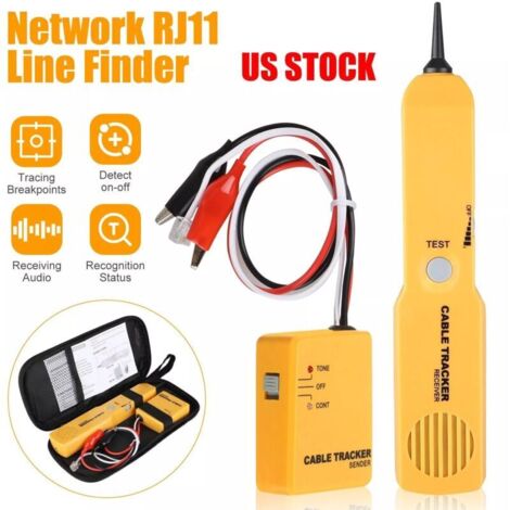 Vtizikl Testeur de Circuit,Traceur de Fils,Générateur de Tonalité, Kit de Sonde, pour Ligne Téléphonique Réseau,Coaxial,Automobile,avec Fiches RJ11 et Pinces Crocodile