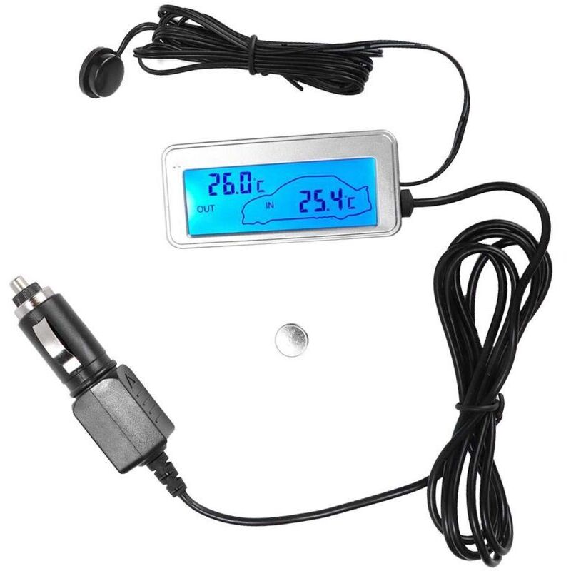 Vtizikl Thermomètre de Voiture Extérieur Thermomètre de Voiture Intérieur Extérieur Numérique 12V Ventilateur de Sport Thermomètres Extérieurs
