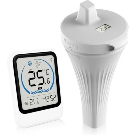 Vtizikl Thermometre Piscine, Thermomètre de Piscine Sans Fil étanche IP68, Thermomètre Piscine Flottant Sans Fil Thermometre d'eau Intérieur Extérieur pour Aquariums, Baignoires, étangs