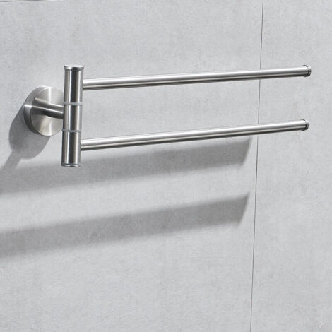 Vtizikl Toallero giratorio de cocina - Toallero de pared de dos brazos - Acabado cepillado en acero inoxidable 304