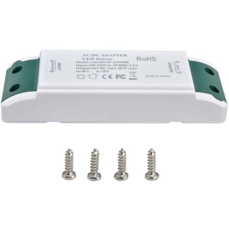 Vtizikl Transformateur LED 24 V DC 2 A 48 W pilote d'alimentation LED à courant constant pour la maison et le bureau AC100-240 V