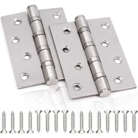Vtizikl Türscharnier aus Edelstahl, 2 Stück Falttürscharniere, 3 mm dickes Edelstahlscharnier, für massive Innentüren (Silber, 100 x 75 mm)