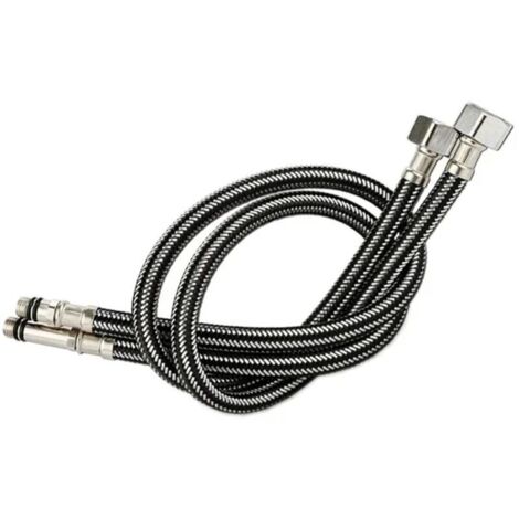 Vtizikl Tuyau d'arrivée d'eau pour robinet - Fil d'acier de 60 cm, lot de 2, lot de 2 tuyaux tressés en nylon et acier inoxydable G1/2''