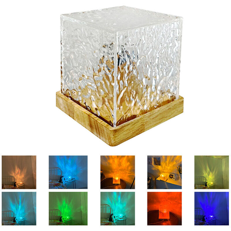 Vtizikl Veilleuse Netflix à eau rotative, lampe de chevet créative, lampe de table dynamique, 16 changements de lumière, interrupteur télécommandé,